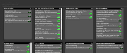 Dashboard aller aktiven Projekte und deren Aufgaben.