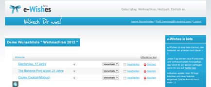 Bearbeitung einer Wunschliste